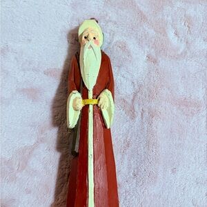 Vintage Christmas Wooden Carved Hand Painted Santa Claus With Christmas Tree‎